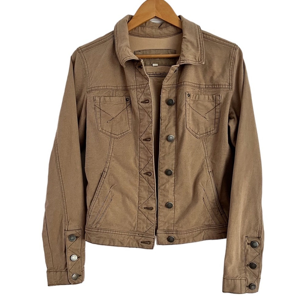 Denim Jean Jacket Sand Colour Medium Button Up. Organic Cotton